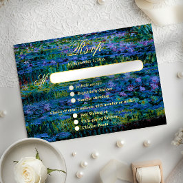 Moody Jewel Tone Monet Lily Pond Art Wedding Meal 出欠カード