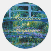 Moody Jewel Tones Monet Lily Pond Fine Art Wedding ラウンドシール (正面)