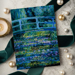 Moody Jewel Tones Monet Lily Pond Fine Art Wedding 招待状