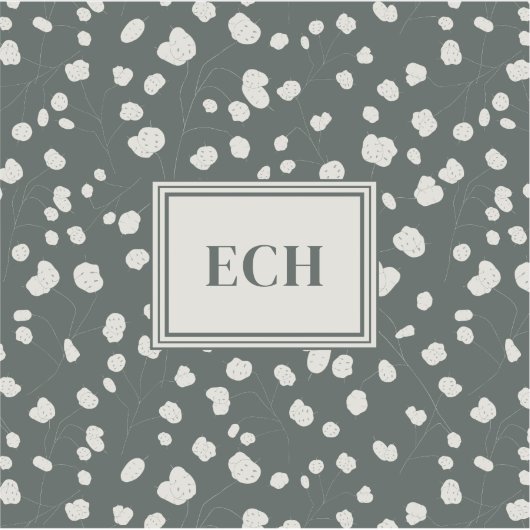 Moody Lunaria Seed Botanical Monogram Personalized シール (正面)