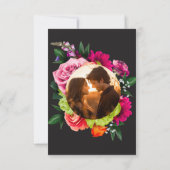 Moody Luxe Floral Vibrant Pink Black Photo Wedding セーブザデート (裏面)