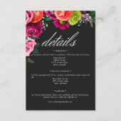 Moody Luxe Floral Vibrant Pink Black Wedding エンクロージャーカード (正面)