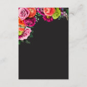 Moody Luxe Floral Vibrant Pink Black Wedding エンクロージャーカード (裏面)