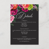 Moody Luxe Floral Vibrant Pink Black Wedding エンクロージャーカード (正面)