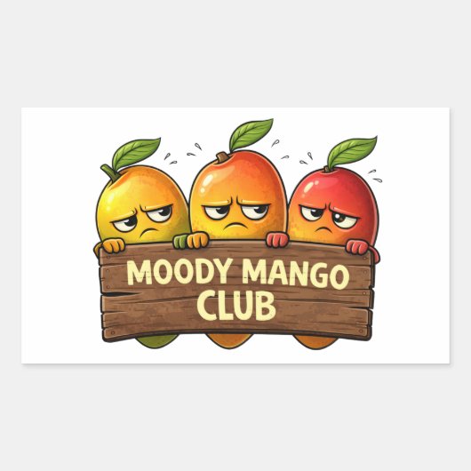 Moody Mango Club Sticker 長方形シール (正面)