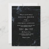 Moody Marble Minimalist Elegant QR Code Wedding 招待状 (正面)