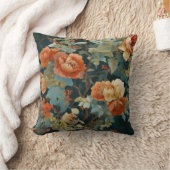  Moody Maximalist Peony & Rose Botanical Pillow クッション (ブランケット)