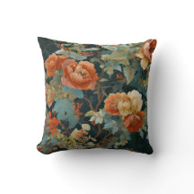  Moody Maximalist Peony & Rose Botanical Pillow