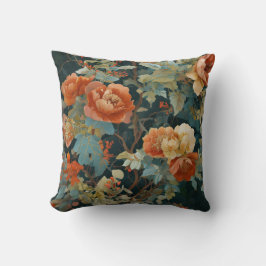  Moody Maximalist Peony & Rose Botanical Pillow クッション
