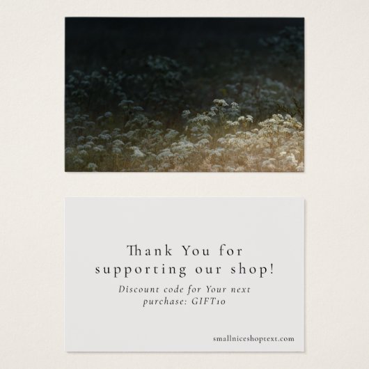 Moody meadow shop thank you card with discount (正面&裏面)