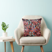 Moody Midnight Floral Folk Art Pattern Pillow クッション (椅子)