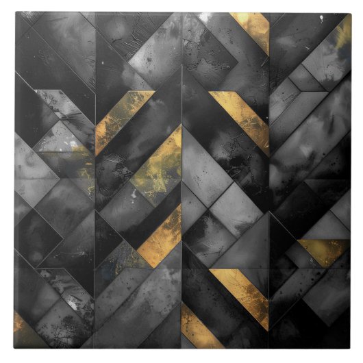 Moody Modern Mosaic Black ID1185 タイル (正面)