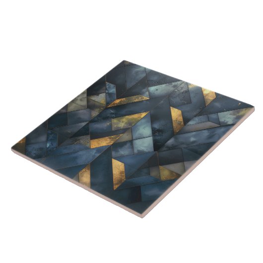 Moody Modern Mosaic Dark Blue Gold ID1185 タイル (側面)