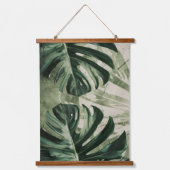 Moody Monstera Leaves Tropical Botanical Wall Art 吊り下げ型タペストリー (正面)