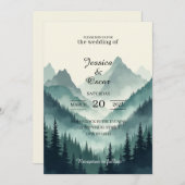 Moody Mountain Forest Wedding Invitation 招待状 (正面/裏面)