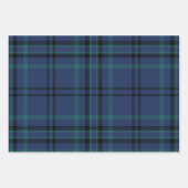 Moody Navy and Teal Dark Tartan Christmas ラッピングペーパーシート (正面3)