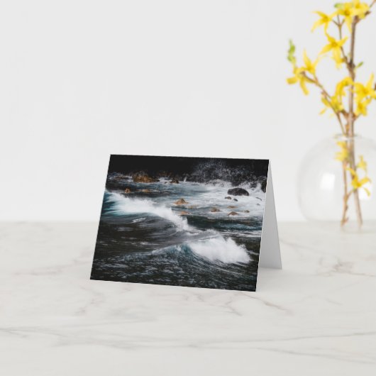 Moody ocean waves, art photo カード (黄色い花)