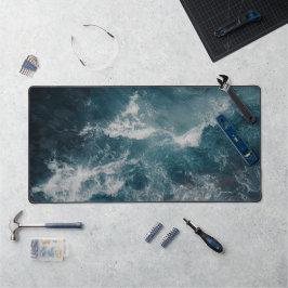 Moody ocean waves, art photo デスクマット