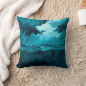 Moody Ocean Waves Under Stormy Sky – Abstract Seas クッション (ブランケット)