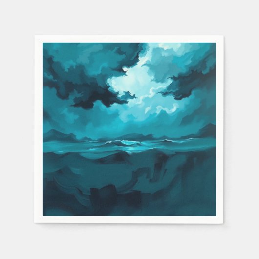 Moody Ocean Waves Under Stormy Sky – Abstract Seas スタンダードカクテルナプキン (正面)