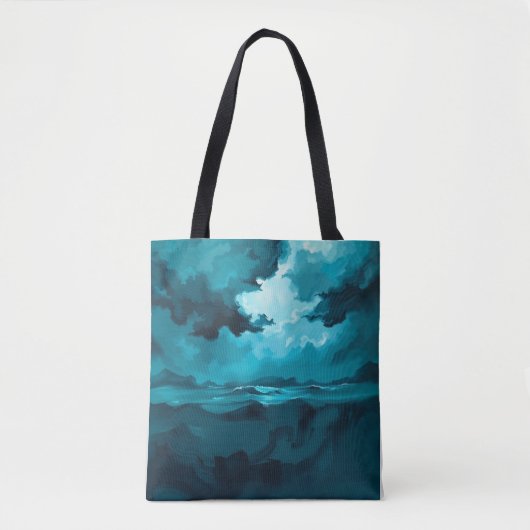 Moody Ocean Waves Under Stormy Sky – Abstract Seas トートバッグ (正面)