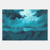 Moody Ocean Waves Under Stormy Sky – Abstract Seas ラッピングペーパーシート (正面2)