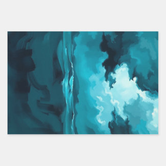 Moody Ocean Waves Under Stormy Sky – Abstract Seas ラッピングペーパーシート