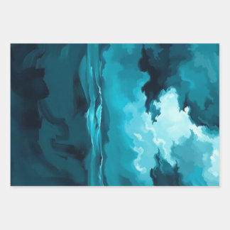 Moody Ocean Waves Under Stormy Sky – Abstract Seas ラッピングペーパーシート