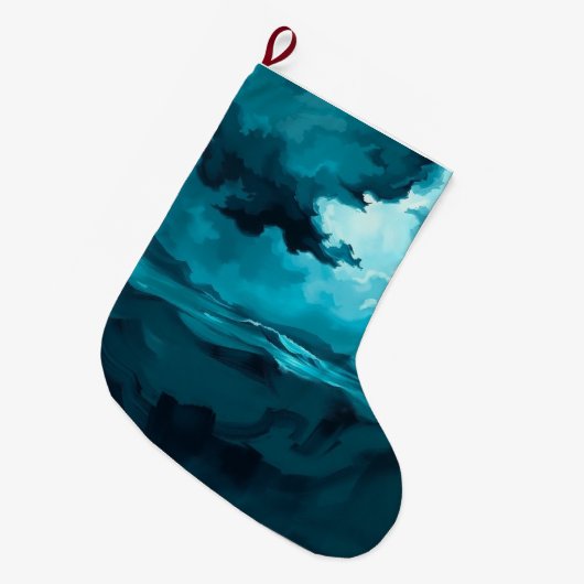 Moody Ocean Waves Under Stormy Sky – Abstract Seas ラージクリスマスストッキング (正面 (吊り時))