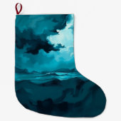 Moody Ocean Waves Under Stormy Sky – Abstract Seas ラージクリスマスストッキング (正面)