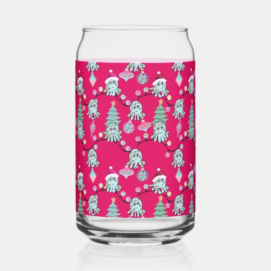 Moody Octopus With Christmas Lights Red ガラス缶 (右)