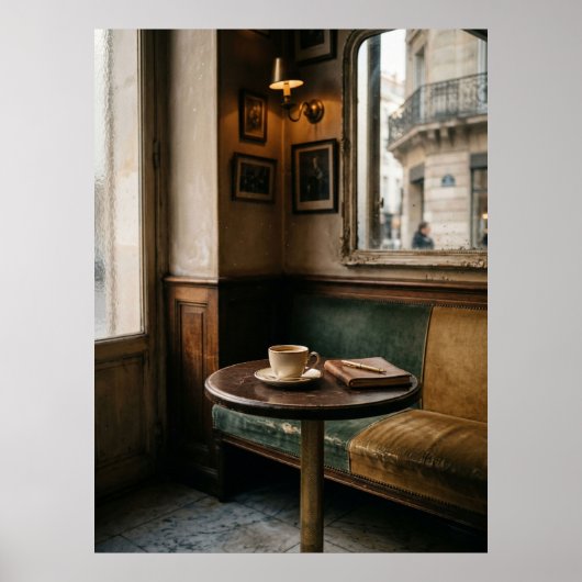 Moody Parisian Café Interior ポスター (正面)