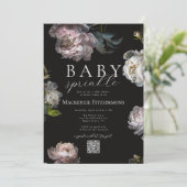 Moody Peony Dark Floral Baby Sprinkle 招待状 (スタンド正面)