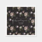 Moody Peony Flowers Baby Shower  スタンダードカクテルナプキン (正面)