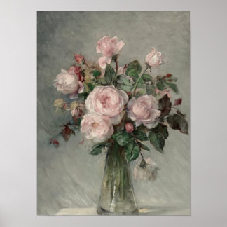Moody Pink Peonies Painting Vintage Flower Print D ポスター