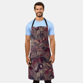 Moody Plum & Fig Leaves Apron | Artistic Botanical エプロン (着用した状態)