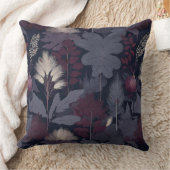 Moody Plum Fig & Pampas Grass Pattern Throw Pillow クッション (ブランケット)