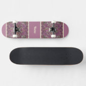 Moody Plum Floral Doodle Art Skateboard スケートボード (横)