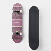 Moody Plum Floral Doodle Art Skateboard スケートボード (正面)