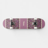 Moody Plum Floral Doodle Art Skateboard スケートボード (横)