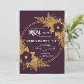 Moody Plum & Gold Botanical Bridal Shower Invite 招待状 (スタンド正面)