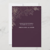 Moody Plum & Gold Botanical Bridal Shower Invite 招待状 (裏面)