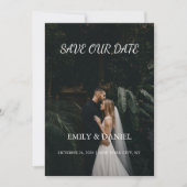 Moody Plum Noir Elegant Fall Photo Save The Date 招待状 (正面)
