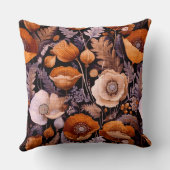 Moody poppies on black pattern クッション (裏面)