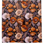 Moody poppies on black pattern シャワーカーテン (正面)