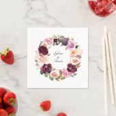 Moody PurpleフローラとFigリース名結婚の一覧 スタンダードカクテルナプキン (インサイチュ)