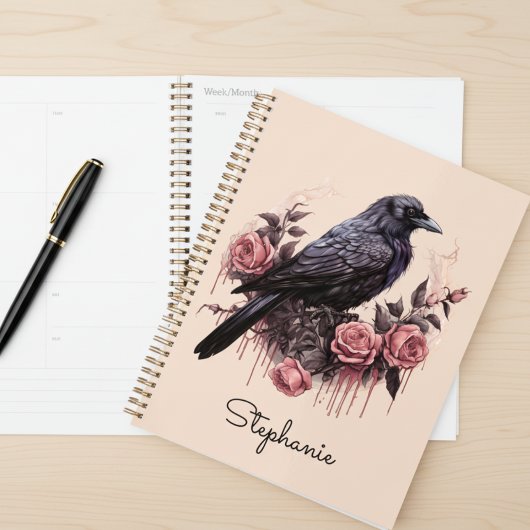 Moody Raven Rose Floral Dark Academic Planner プランナー手帳