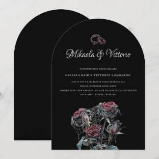 Moody Red Roses With Cobwebs Gothic Wedding 招待状