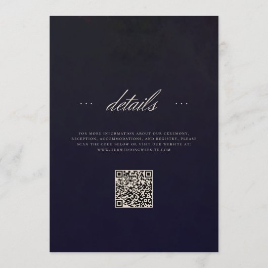 Moody Romantic Dark Floral Gothic QR Code Wedding 招待状 (裏面)