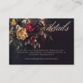 Moody Romantic Dark Floral Gothic Wedding Details エンクロージャーカード (正面)